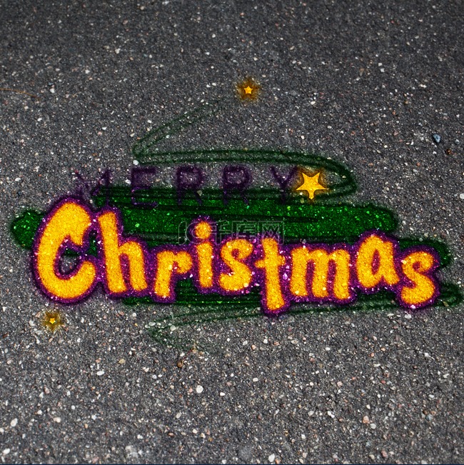 地面涂鸦创意圣诞节装饰艺术字
