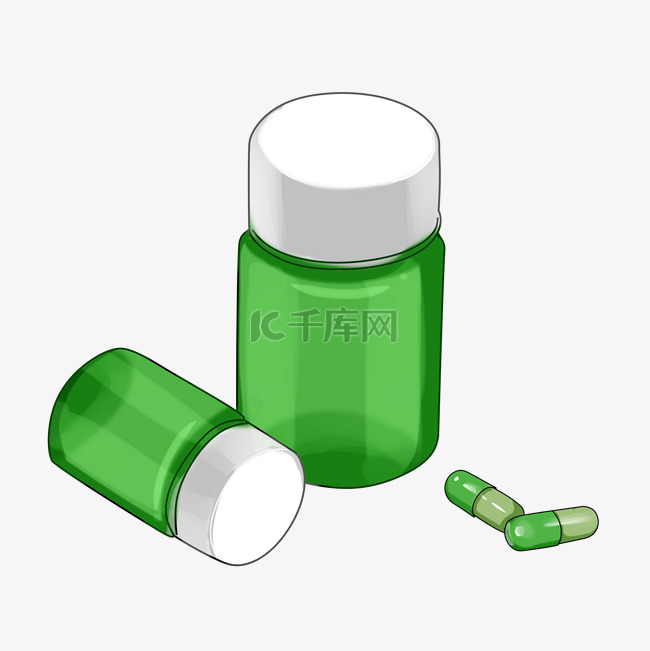 绿色药品盒包装插画