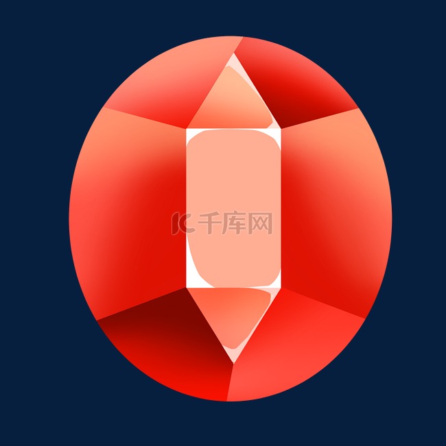 圆形红色几何钻石插画