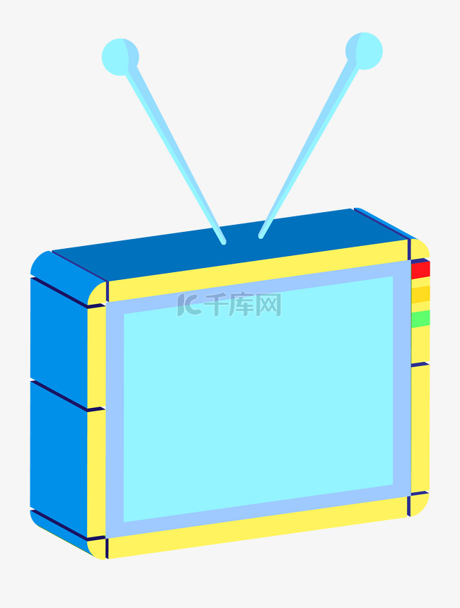 蓝色2.5D电视机