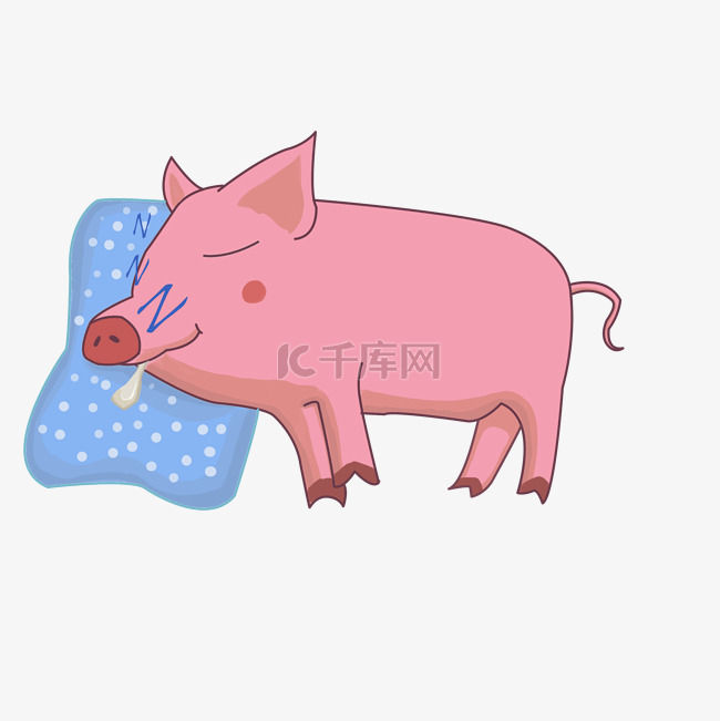 手绘猪猪睡觉插画