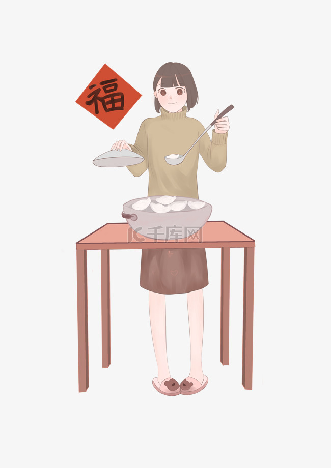 春节人物和食物插画