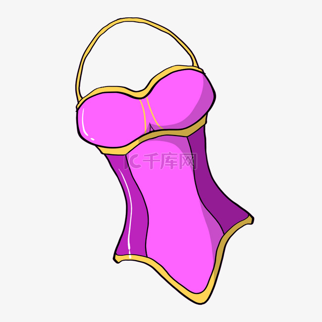 紫色的泳衣手绘插画