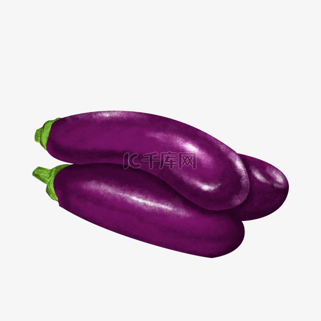 紫色茄子蔬果茄瓜素材食材手绘写