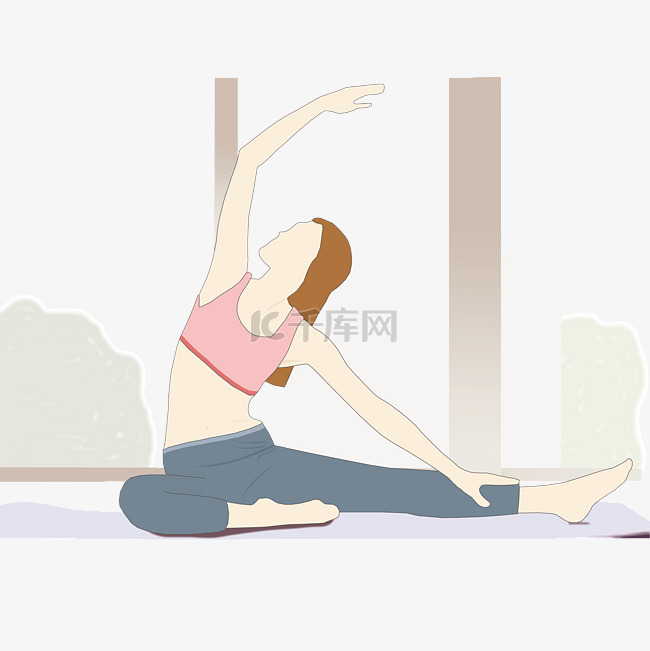 瑜伽手绘插画运动健身