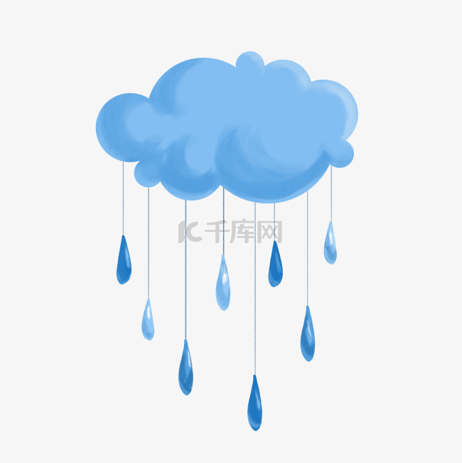 手绘蜡笔下雨云朵装饰