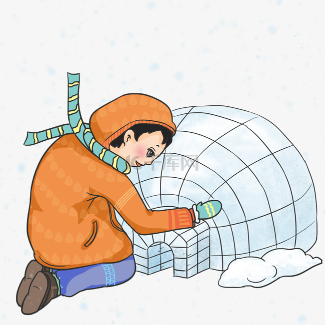 冬季旅行冰雕插画