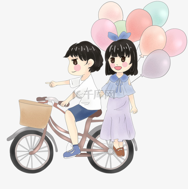 情人节骑自行车的情侣