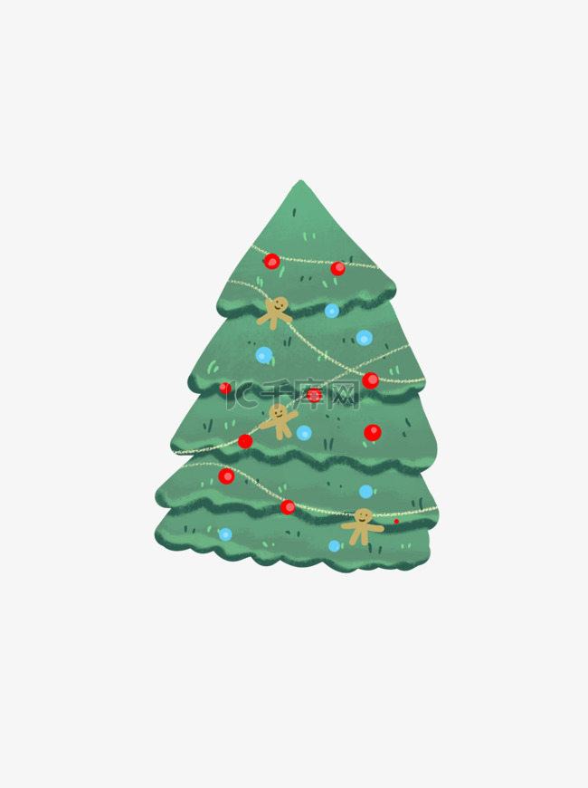 圣诞树卡通装饰圣诞节手绘矢量可