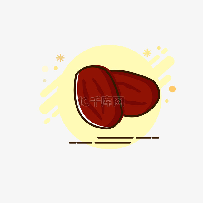 暖色调夏日红枣坚果扁平化图案卡