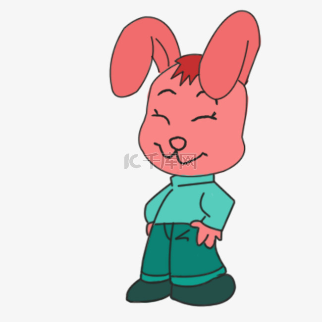 手绘兔子小兔子插画红兔子