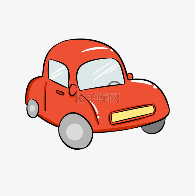 红色的小轿车手绘插画