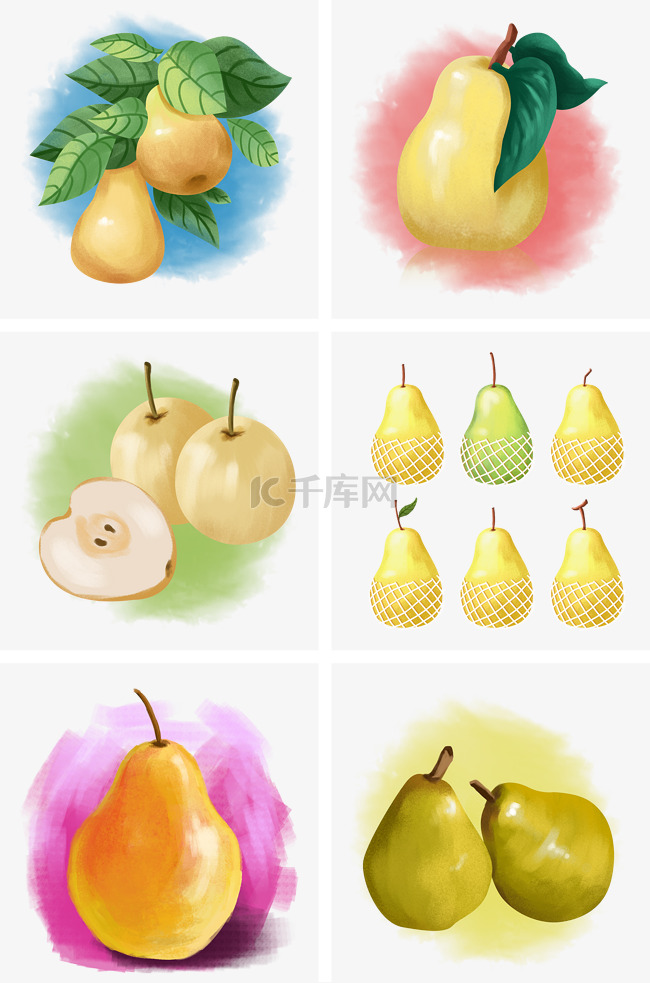 卡通手绘惊蛰应季水果之梨子套图