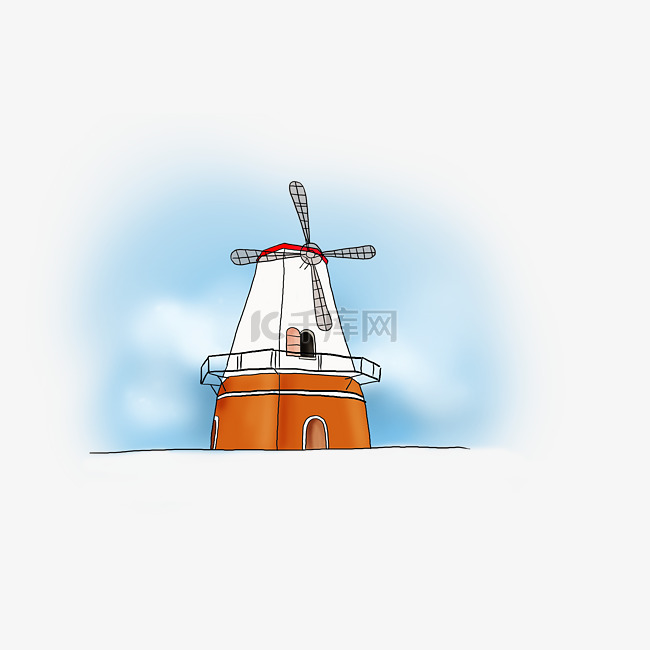 旅游季手绘荷兰风车