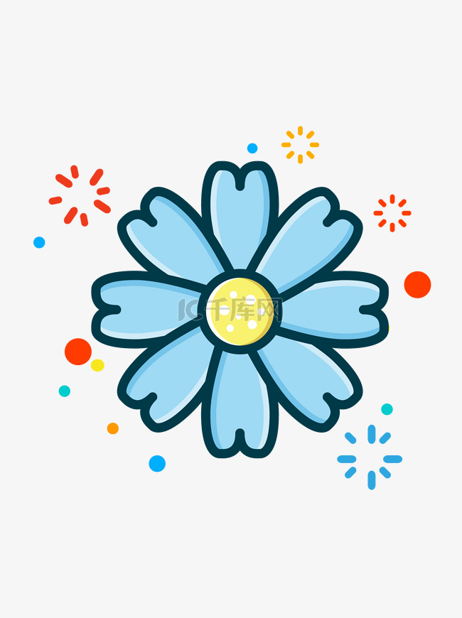 MBE卡通手绘蓝色花朵植物