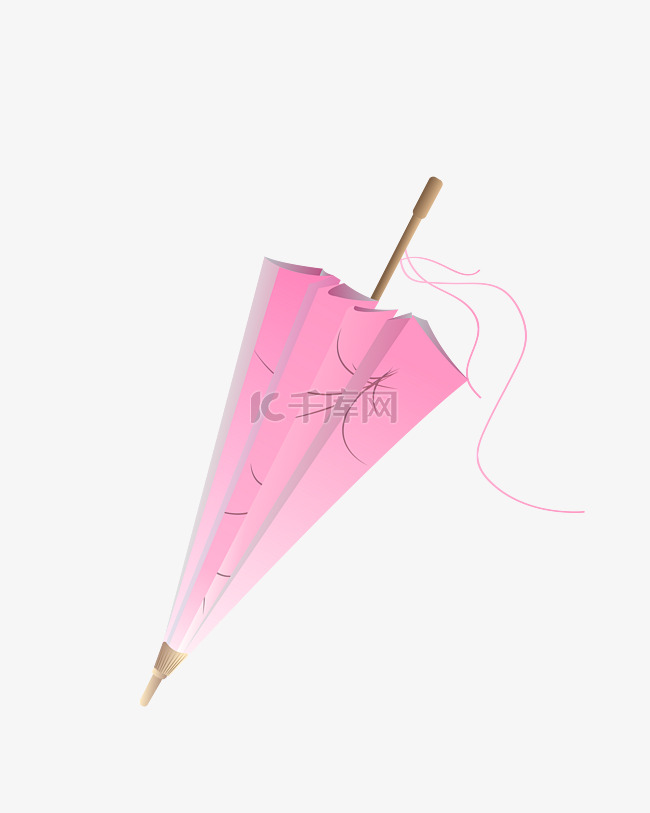 矢量卡通粉色雨伞