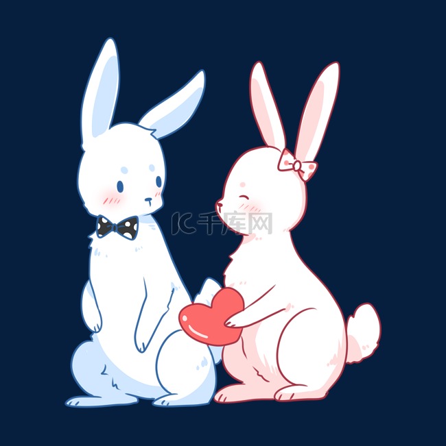 卡通兔子情侣情人节可爱png