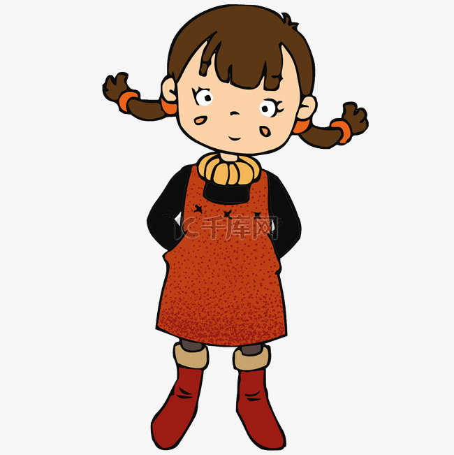 红色裙子小姑娘卡通形象