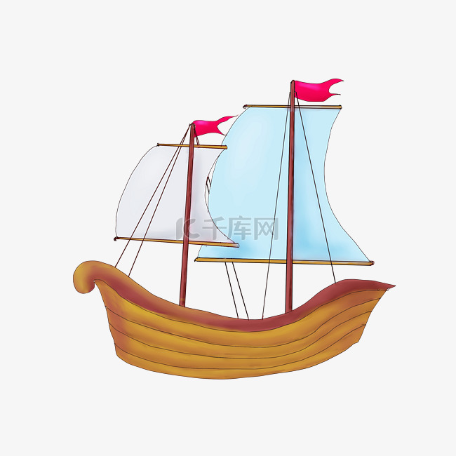 帆船装饰插画手绘