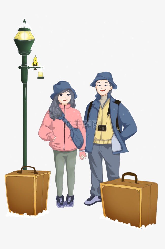 冬季旅游人物插画
