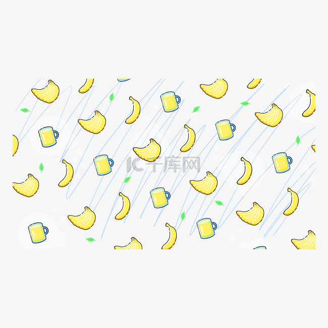 香蕉水果扁平化底纹装饰