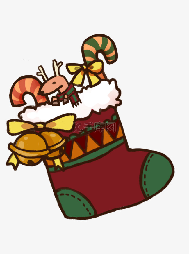 圣诞袜子卡通可爱麋鹿铃铛节日手