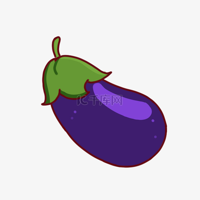 卡通手绘紫色茄子蔬菜