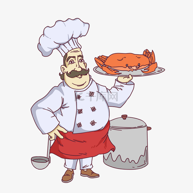 厨师端美味大闸蟹插画
