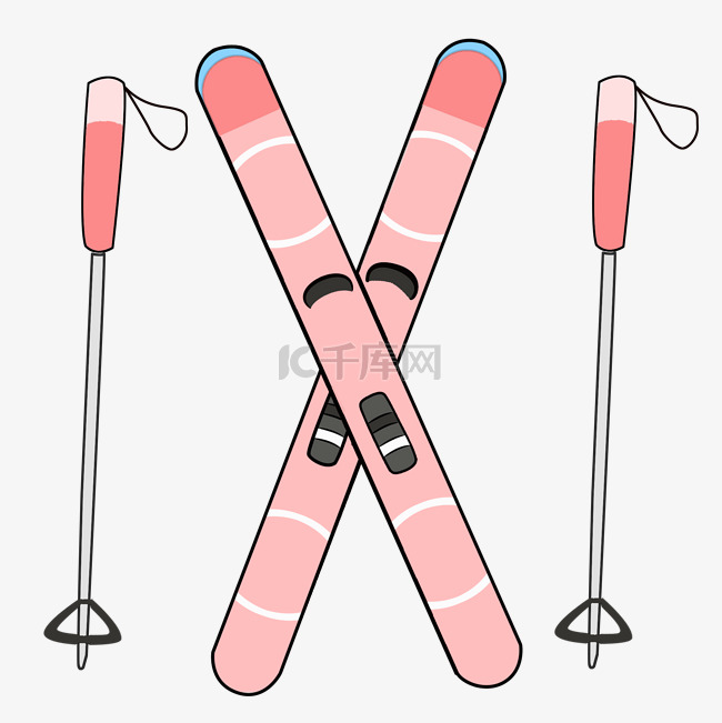 冬季用品滑雪板插画