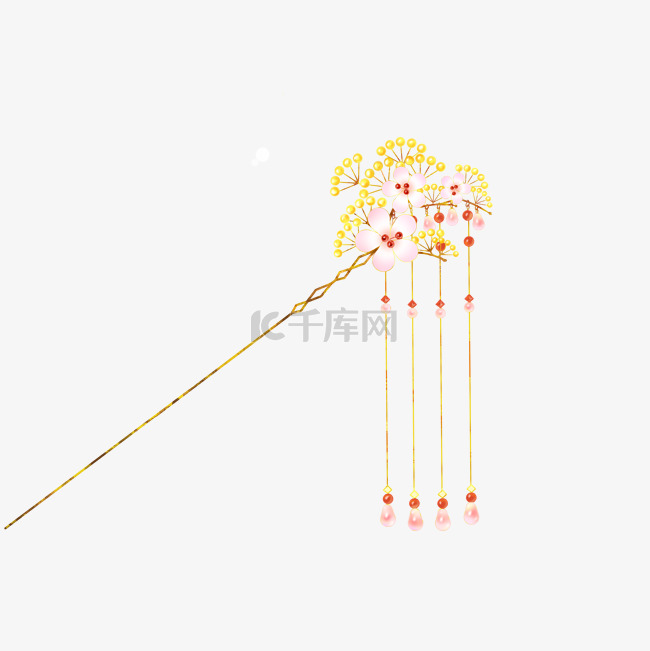 中国古风淡雅桃花发簪