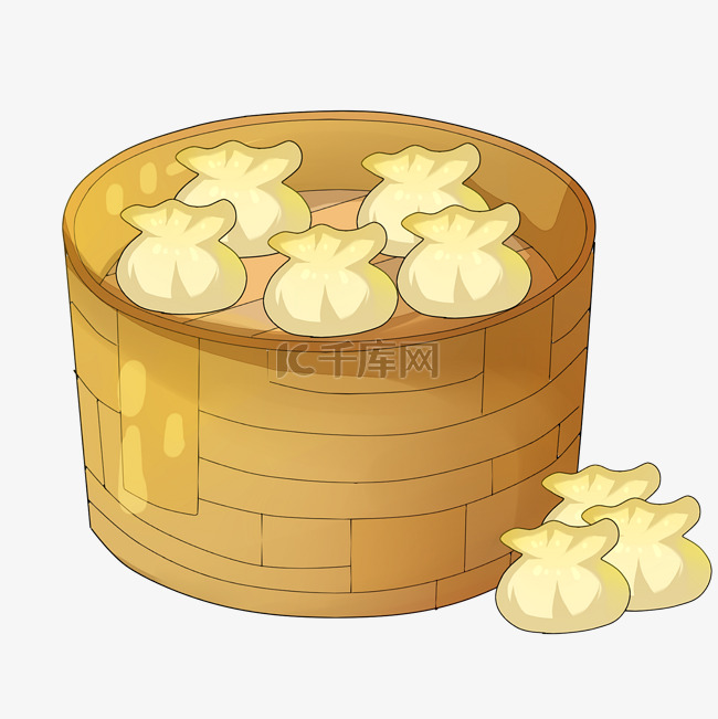 手绘传统美食蒸饺子插画