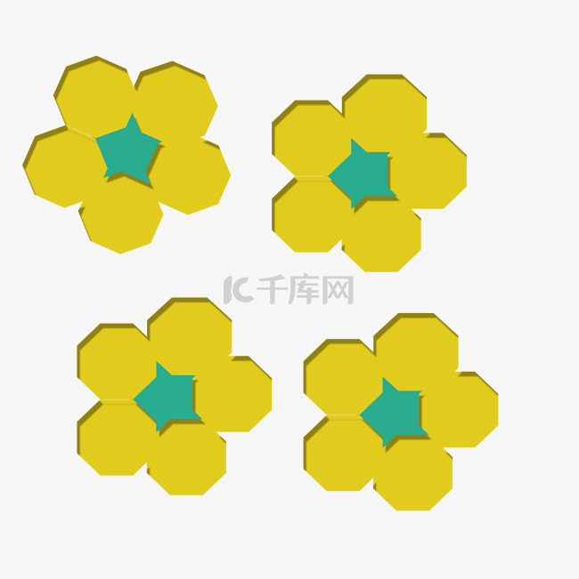 手绘卡通五瓣黄色花朵