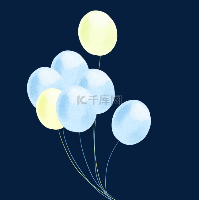 蓝黄色水彩风气球
