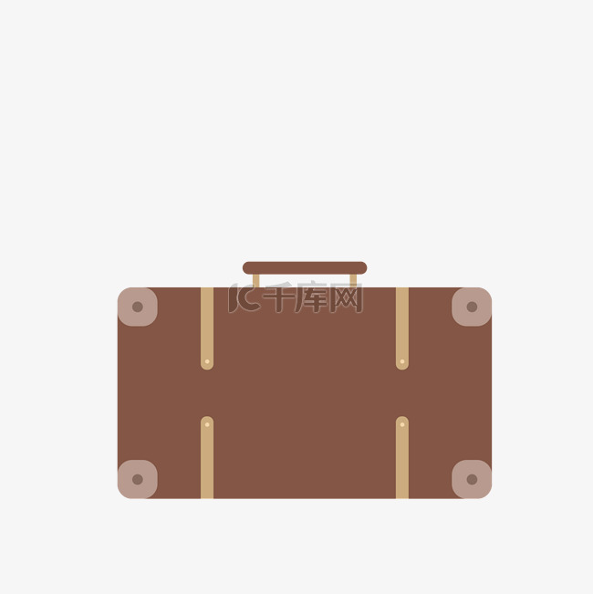 简约手绘棕色的手提箱插画海报免
