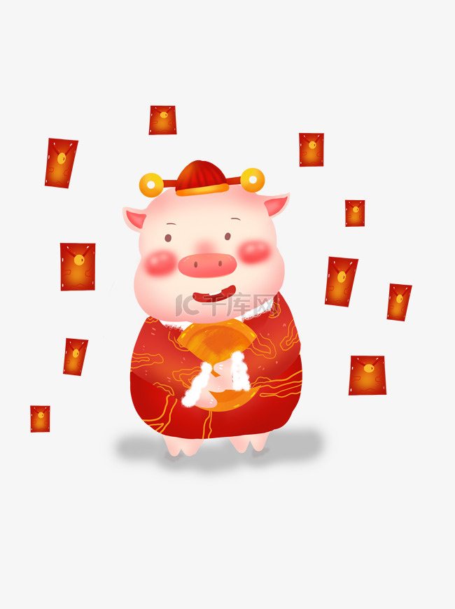 新年可爱猪立体IP卡通形象喜庆