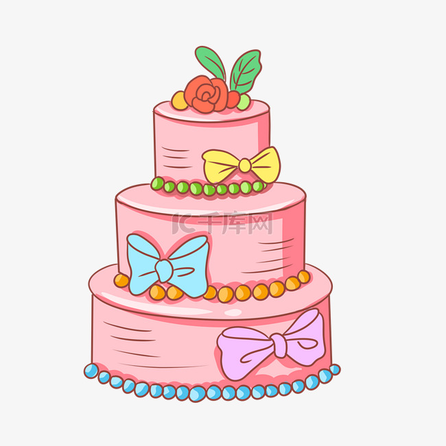 蝴蝶结三层蛋糕
