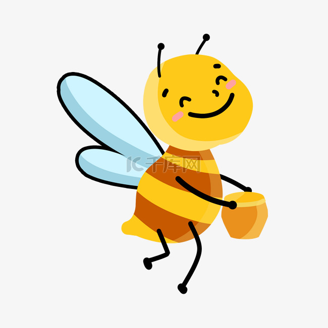 卡通采蜂蜜的小蜜蜂