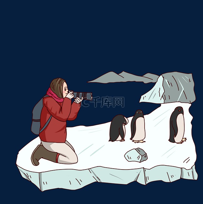 冬季旅行给企鹅拍照