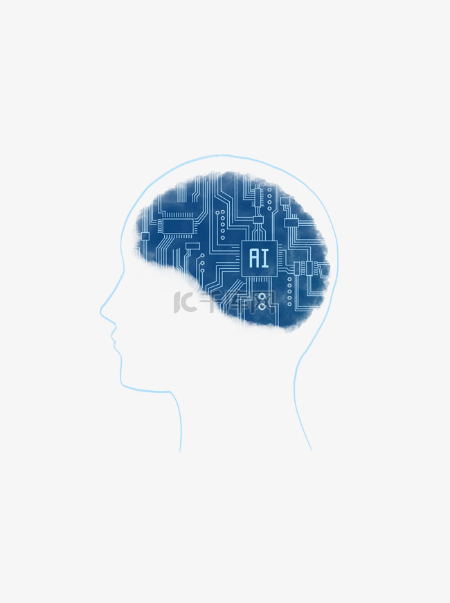 人工智能大脑蓝色科技设计元素
