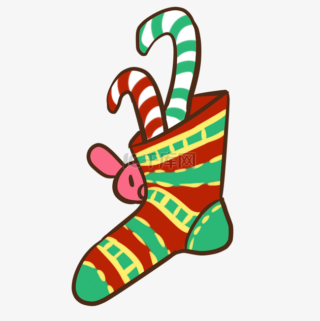圣诞糖果袜子插画