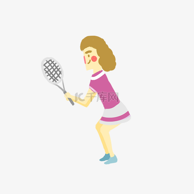 打网球运动健身的女孩
