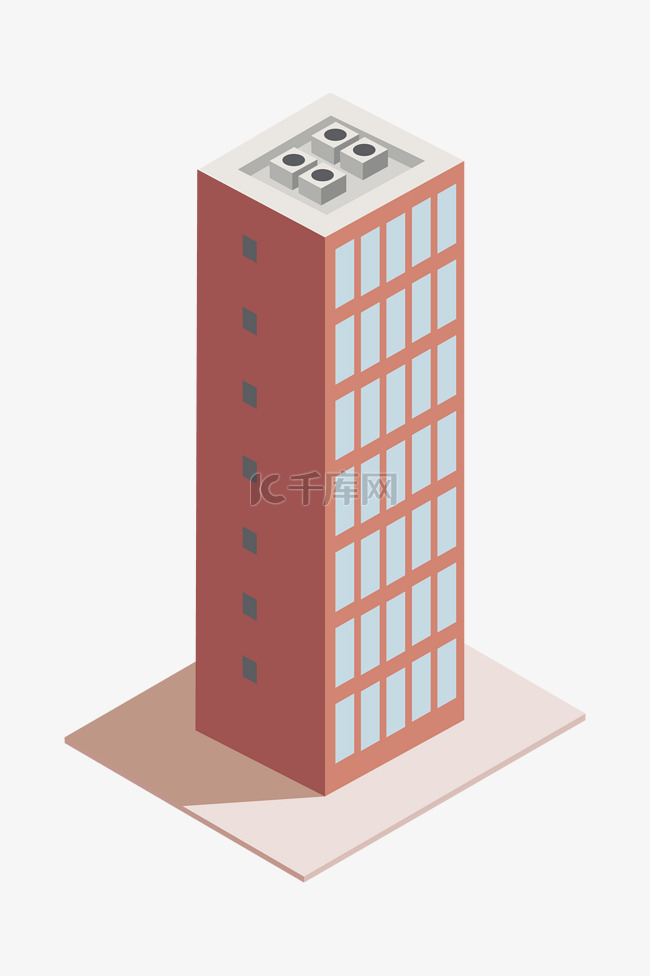 2.5D红色高层建筑