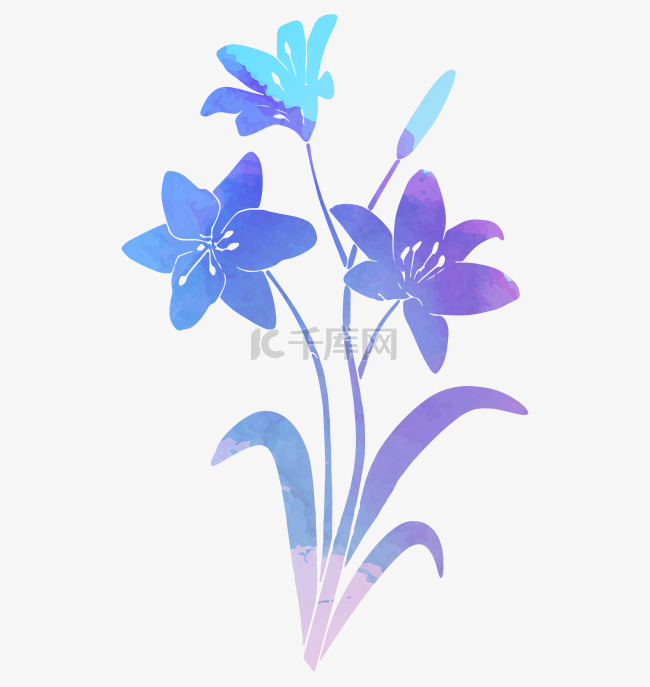 蓝色矢量花朵图案装饰