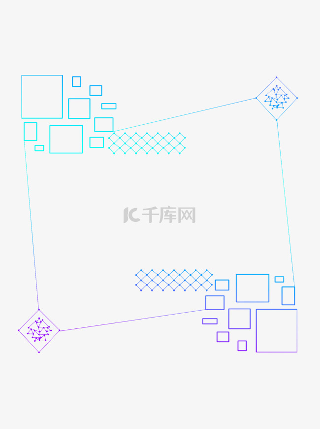 科技几何线条拼接蓝紫渐变边框装