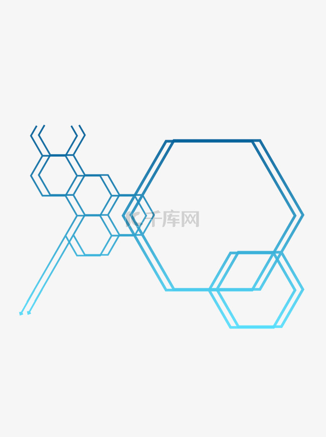 手绘水彩蓝色科技渐变蜂窝不规则