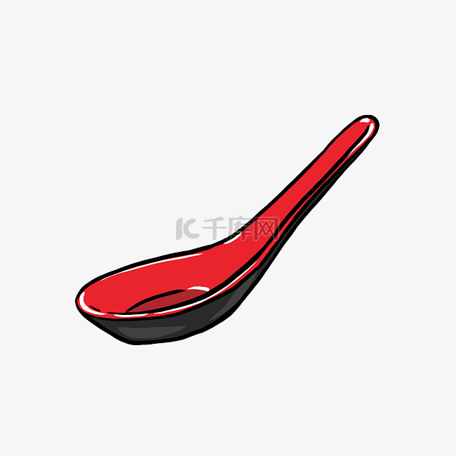 卡通吃东西的红色小勺子