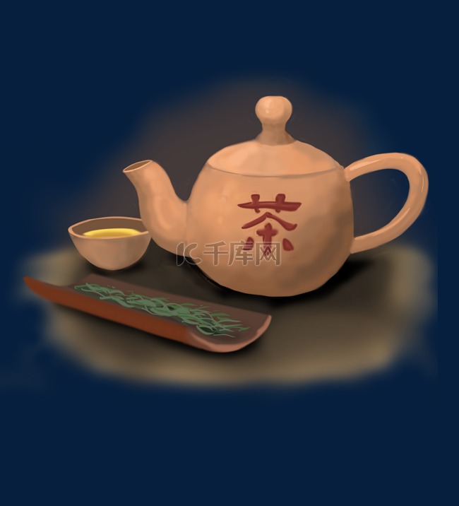 茶主题茶壶茶罐卡通风