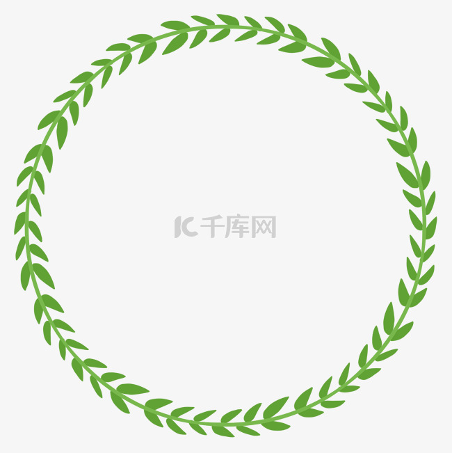 手绘绿色叶子圆环