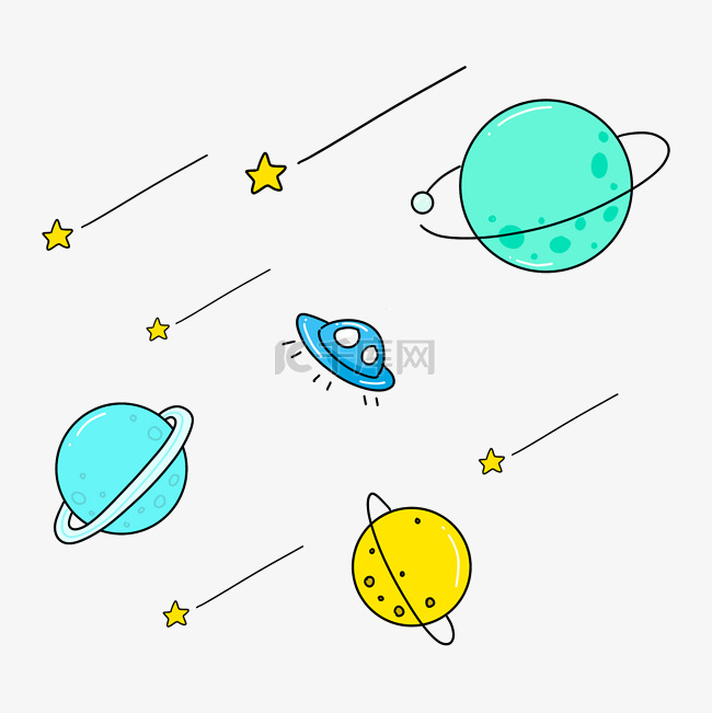 彩色卡通星球插图