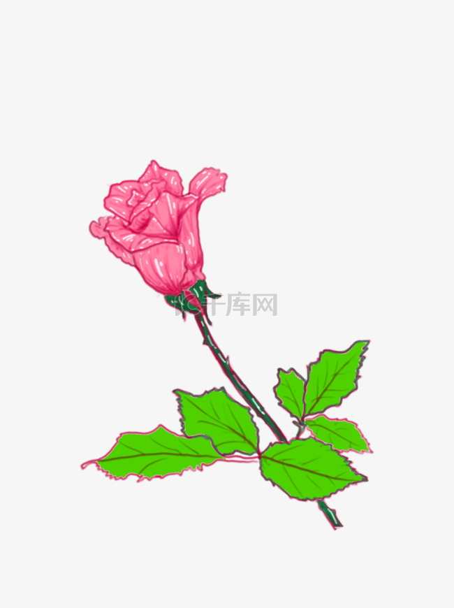 手绘一束玫瑰花唯美花素材元素透